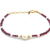 Garnet and Pearl Armband