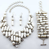 Collier und Ohrhänger mit Perle und Bergkristall Silber (nur Collier+Ohrhänger)